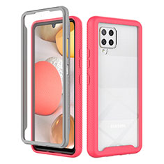 Coque Rebord Contour Silicone et Vitre Transparente Housse Etui 360 Degres ZJ1 pour Samsung Galaxy A42 5G Rose Rouge