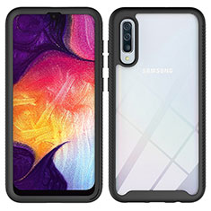 Coque Rebord Contour Silicone et Vitre Transparente Housse Etui 360 Degres ZJ1 pour Samsung Galaxy A50 Noir