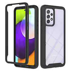 Coque Rebord Contour Silicone et Vitre Transparente Housse Etui 360 Degres ZJ1 pour Samsung Galaxy A52 5G Noir