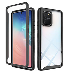 Coque Rebord Contour Silicone et Vitre Transparente Housse Etui 360 Degres ZJ1 pour Samsung Galaxy A91 Noir