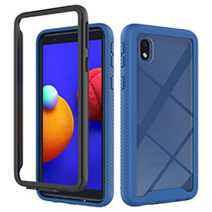 Coque Rebord Contour Silicone et Vitre Transparente Housse Etui 360 Degres ZJ1 pour Samsung Galaxy M01 Core Bleu