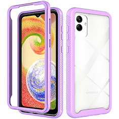 Coque Rebord Contour Silicone et Vitre Transparente Housse Etui 360 Degres ZJ1 pour Samsung Galaxy M04 Violet