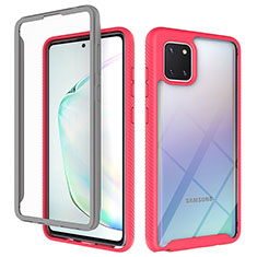 Coque Rebord Contour Silicone et Vitre Transparente Housse Etui 360 Degres ZJ1 pour Samsung Galaxy M60s Rose Rouge