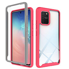 Coque Rebord Contour Silicone et Vitre Transparente Housse Etui 360 Degres ZJ1 pour Samsung Galaxy M80S Rose Rouge