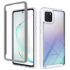 Coque Rebord Contour Silicone et Vitre Transparente Housse Etui 360 Degres ZJ1 pour Samsung Galaxy Note 10 Lite Blanc