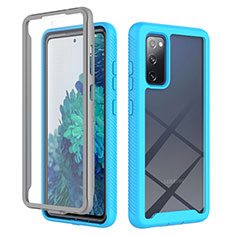 Coque Rebord Contour Silicone et Vitre Transparente Housse Etui 360 Degres ZJ1 pour Samsung Galaxy S20 FE (2022) 5G Bleu Ciel