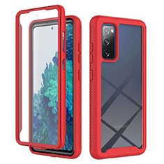 Coque Rebord Contour Silicone et Vitre Transparente Housse Etui 360 Degres ZJ1 pour Samsung Galaxy S20 Lite 5G Rouge