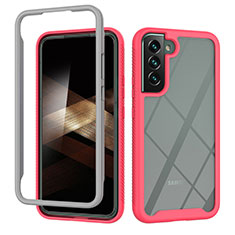 Coque Rebord Contour Silicone et Vitre Transparente Housse Etui 360 Degres ZJ1 pour Samsung Galaxy S24 Plus 5G Rose Rouge