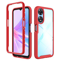 Coque Rebord Contour Silicone et Vitre Transparente Housse Etui 360 Degres ZJ2 pour Oppo A58 5G Rouge