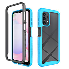 Coque Rebord Contour Silicone et Vitre Transparente Housse Etui 360 Degres ZJ2 pour Samsung Galaxy A13 4G Bleu Ciel