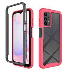 Coque Rebord Contour Silicone et Vitre Transparente Housse Etui 360 Degres ZJ2 pour Samsung Galaxy A13 4G Rouge