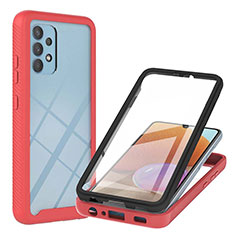 Coque Rebord Contour Silicone et Vitre Transparente Housse Etui 360 Degres ZJ2 pour Samsung Galaxy A32 5G Rouge