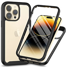 Coque Rebord Contour Silicone et Vitre Transparente Housse Etui 360 Degres ZJ3 pour Apple iPhone 13 Pro Noir