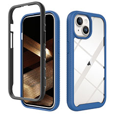 Coque Rebord Contour Silicone et Vitre Transparente Housse Etui 360 Degres ZJ3 pour Apple iPhone 15 Bleu