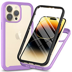 Coque Rebord Contour Silicone et Vitre Transparente Housse Etui 360 Degres ZJ3 pour Apple iPhone 15 Pro Max Violet Clair