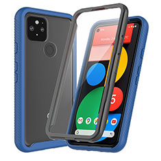 Coque Rebord Contour Silicone et Vitre Transparente Housse Etui 360 Degres ZJ3 pour Google Pixel 5 Bleu