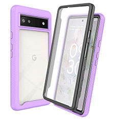 Coque Rebord Contour Silicone et Vitre Transparente Housse Etui 360 Degres ZJ3 pour Google Pixel 6a 5G Violet