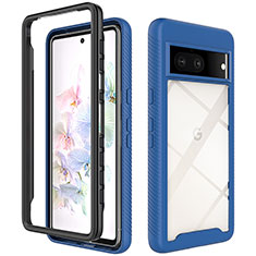 Coque Rebord Contour Silicone et Vitre Transparente Housse Etui 360 Degres ZJ3 pour Google Pixel 7 5G Bleu