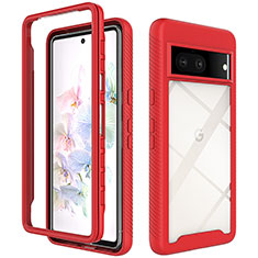 Coque Rebord Contour Silicone et Vitre Transparente Housse Etui 360 Degres ZJ3 pour Google Pixel 7 5G Rouge