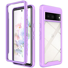 Coque Rebord Contour Silicone et Vitre Transparente Housse Etui 360 Degres ZJ3 pour Google Pixel 7 5G Violet