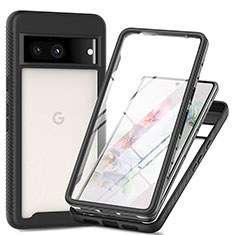 Coque Rebord Contour Silicone et Vitre Transparente Housse Etui 360 Degres ZJ3 pour Google Pixel 7a 5G Noir