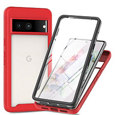 Coque Rebord Contour Silicone et Vitre Transparente Housse Etui 360 Degres ZJ3 pour Google Pixel 7a 5G Rouge