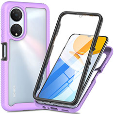 Coque Rebord Contour Silicone et Vitre Transparente Housse Etui 360 Degres ZJ3 pour Huawei Honor X7 Violet