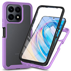 Coque Rebord Contour Silicone et Vitre Transparente Housse Etui 360 Degres ZJ3 pour Huawei Honor X8a 4G Violet Clair