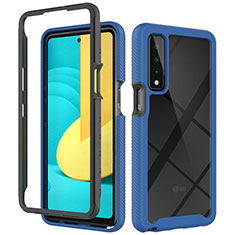 Coque Rebord Contour Silicone et Vitre Transparente Housse Etui 360 Degres ZJ3 pour LG Stylo 7 Bleu