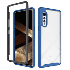 Coque Rebord Contour Silicone et Vitre Transparente Housse Etui 360 Degres ZJ3 pour LG Velvet 4G Bleu