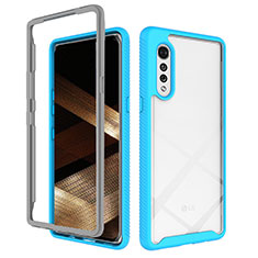 Coque Rebord Contour Silicone et Vitre Transparente Housse Etui 360 Degres ZJ3 pour LG Velvet 5G Bleu Ciel