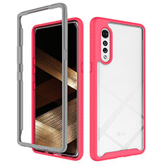 Coque Rebord Contour Silicone et Vitre Transparente Housse Etui 360 Degres ZJ3 pour LG Velvet 5G Rose Rouge