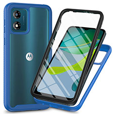 Coque Rebord Contour Silicone et Vitre Transparente Housse Etui 360 Degres ZJ3 pour Motorola Moto E13 Bleu