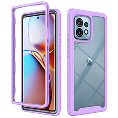 Coque Rebord Contour Silicone et Vitre Transparente Housse Etui 360 Degres ZJ3 pour Motorola Moto Edge 40 Pro 5G Violet