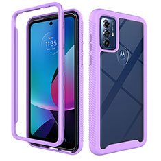 Coque Rebord Contour Silicone et Vitre Transparente Housse Etui 360 Degres ZJ3 pour Motorola Moto G Play Gen 2 Violet