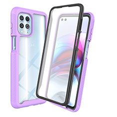 Coque Rebord Contour Silicone et Vitre Transparente Housse Etui 360 Degres ZJ3 pour Motorola Moto G100 5G Violet