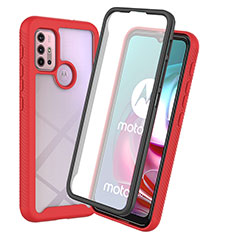 Coque Rebord Contour Silicone et Vitre Transparente Housse Etui 360 Degres ZJ3 pour Motorola Moto G20 Rouge