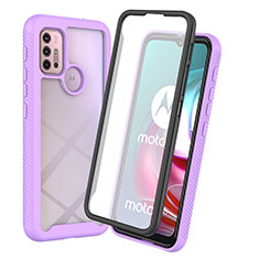 Coque Rebord Contour Silicone et Vitre Transparente Housse Etui 360 Degres ZJ3 pour Motorola Moto G20 Violet