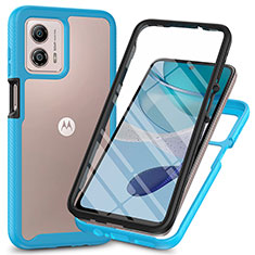 Coque Rebord Contour Silicone et Vitre Transparente Housse Etui 360 Degres ZJ3 pour Motorola Moto G53j 5G Bleu Ciel