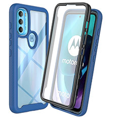 Coque Rebord Contour Silicone et Vitre Transparente Housse Etui 360 Degres ZJ3 pour Motorola Moto G71 5G Bleu