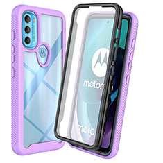 Coque Rebord Contour Silicone et Vitre Transparente Housse Etui 360 Degres ZJ3 pour Motorola Moto G71 5G Violet