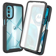 Coque Rebord Contour Silicone et Vitre Transparente Housse Etui 360 Degres ZJ3 pour Motorola Moto G82 5G Noir