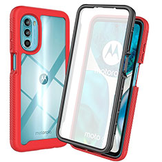 Coque Rebord Contour Silicone et Vitre Transparente Housse Etui 360 Degres ZJ3 pour Motorola Moto G82 5G Rouge