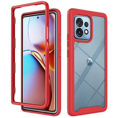 Coque Rebord Contour Silicone et Vitre Transparente Housse Etui 360 Degres ZJ3 pour Motorola Moto X40 5G Rouge