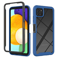 Coque Rebord Contour Silicone et Vitre Transparente Housse Etui 360 Degres ZJ3 pour Samsung Galaxy A22s 5G Bleu