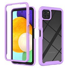 Coque Rebord Contour Silicone et Vitre Transparente Housse Etui 360 Degres ZJ3 pour Samsung Galaxy A22s 5G Violet Clair