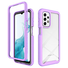 Coque Rebord Contour Silicone et Vitre Transparente Housse Etui 360 Degres ZJ3 pour Samsung Galaxy A23 4G Violet Clair