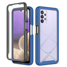 Coque Rebord Contour Silicone et Vitre Transparente Housse Etui 360 Degres ZJ3 pour Samsung Galaxy A32 4G Bleu