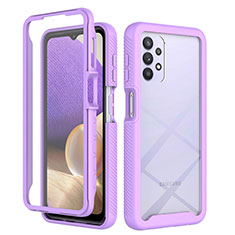 Coque Rebord Contour Silicone et Vitre Transparente Housse Etui 360 Degres ZJ3 pour Samsung Galaxy A32 4G Violet Clair