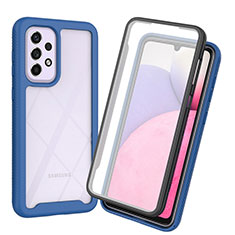 Coque Rebord Contour Silicone et Vitre Transparente Housse Etui 360 Degres ZJ3 pour Samsung Galaxy A53 5G Bleu